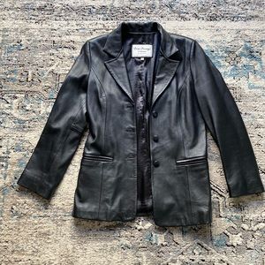 Black leather blazer jacket